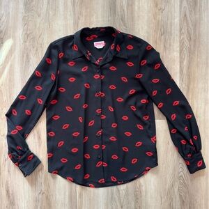 Kate Spade Black Top with Red Lip Design